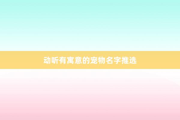 动听有寓意的宠物名字推选
